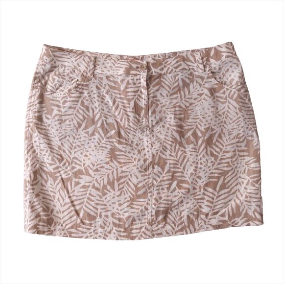 Tommy Bahama Relax Skirt Linen Lace Fern White Khaki Women's Sz 16 NWT - Picture 1 of 14